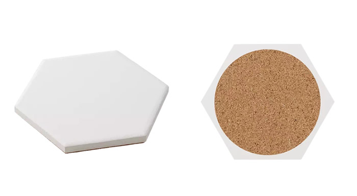 白雲石入り吸水コースター　六角